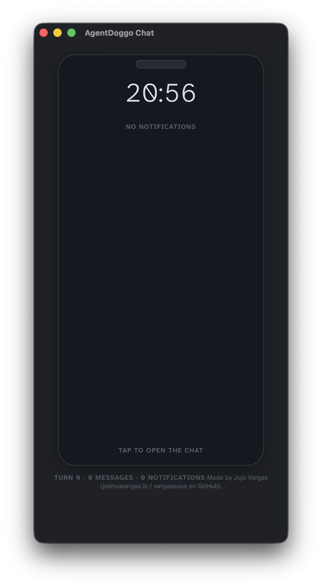 AgentDoggo Chat, a phone-style interface backed by its own MCP chat server.