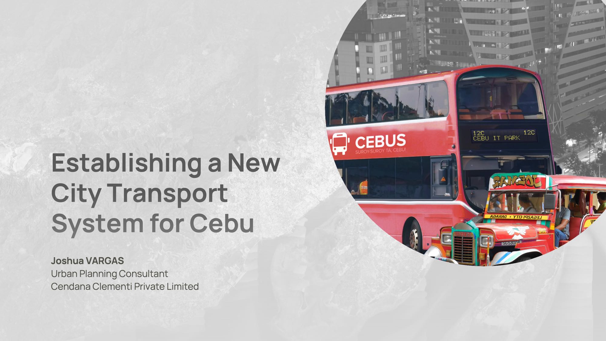 Slide 1 of CEBUS policy pitch presentation. Cover.