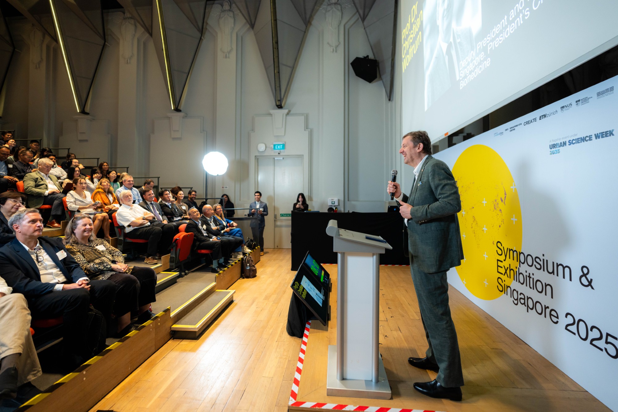 NTU Provost Christian Wolfrum, former VP Research at ETH Zurich, addressing the audience at the Future Cities Symposium 2025.