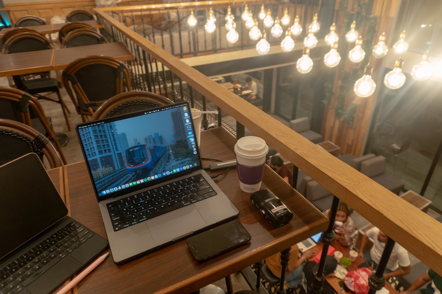 Joshua waiting for an interviewee at the Coffee Bean and Tea Leaf branch in Cebu IT Park.