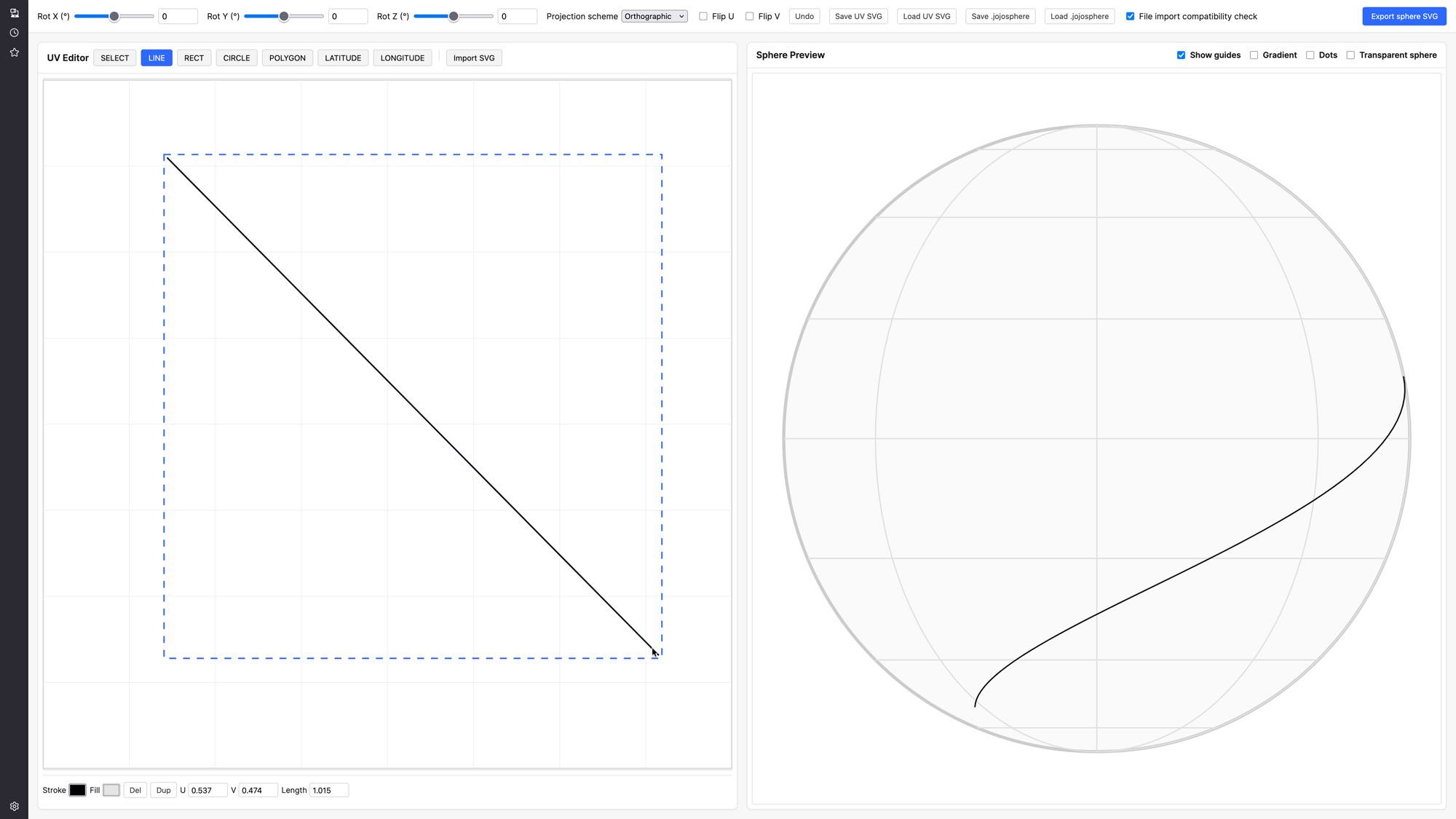 The Jojosphere interface showing UV mapping.