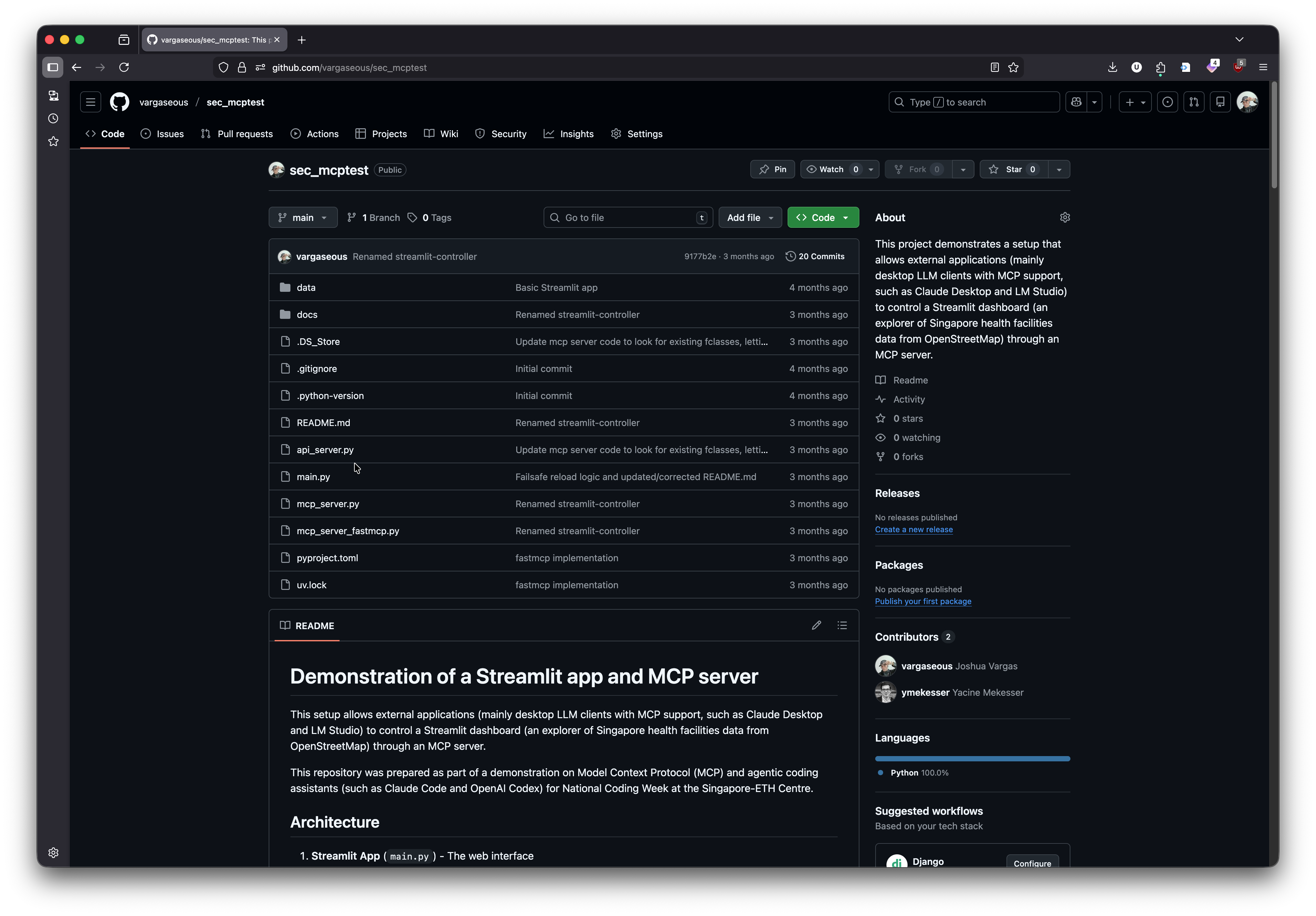 GitHub repository for the prototype repository.
