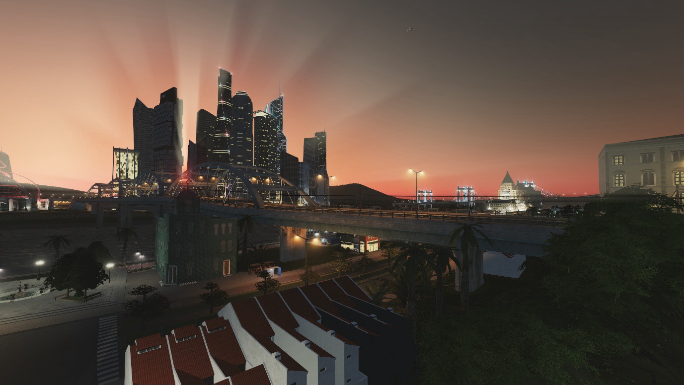 A city designed by Joshua in Cities: Skylines, a modern competitor to SimCity, while he was taking Chua Beng Huat’s ‘Urban Singapore’ course. Here, Joshua uses mods that add Asian architecture to create a landscape that tells a story about global cities outside of Western Europe and Northern America. The unique shophouses of Southeast Asia’s walkable architecture are seen at the bottom of this photo, tucked underneath highways that lead to a shiny ‘smart city’ mixed-used development project. These changes, while able to tell a new urban narrative, are nevertheless primarily cosmetic and require critical engagement with gameplay dynamics, which the games do not encourage by default. (Joshua Vargas 2021)