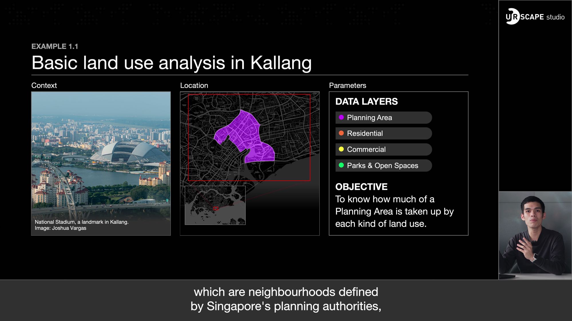 Screenshot showing geospatial data visualization in ur-scape studio.