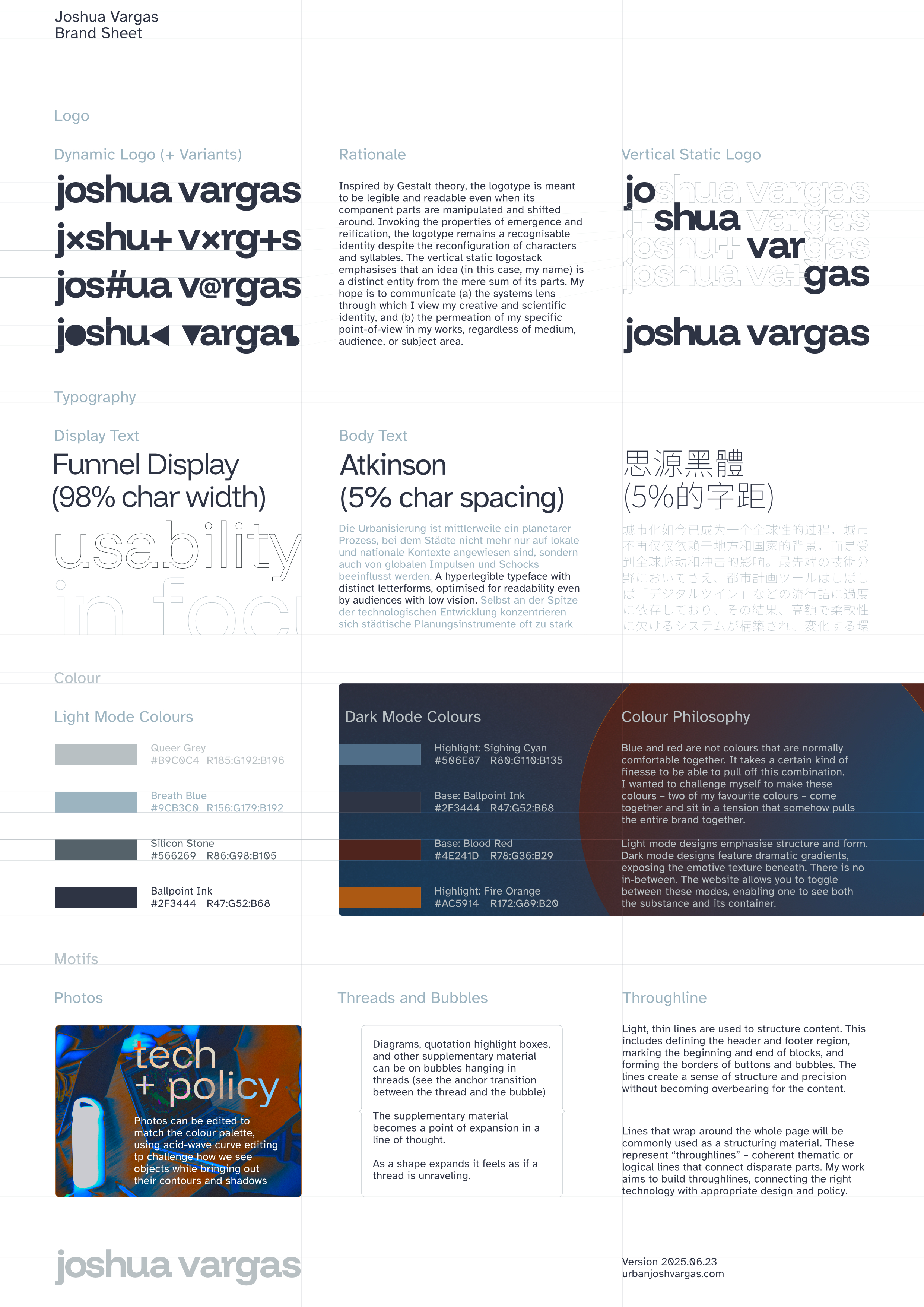 The brand sheet developed in June 2025, defining the visual identity.